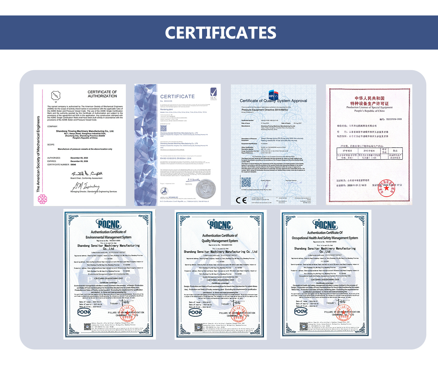 Certificates